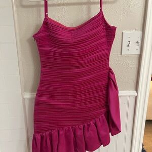 Vibrant Pink Ruched Dress